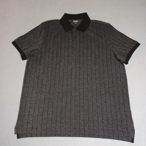 Old Navy Other - Old Navy Mens Classic Fit Pique Polo Shirt Charcoal Grey Pinstripe L 685275-00
